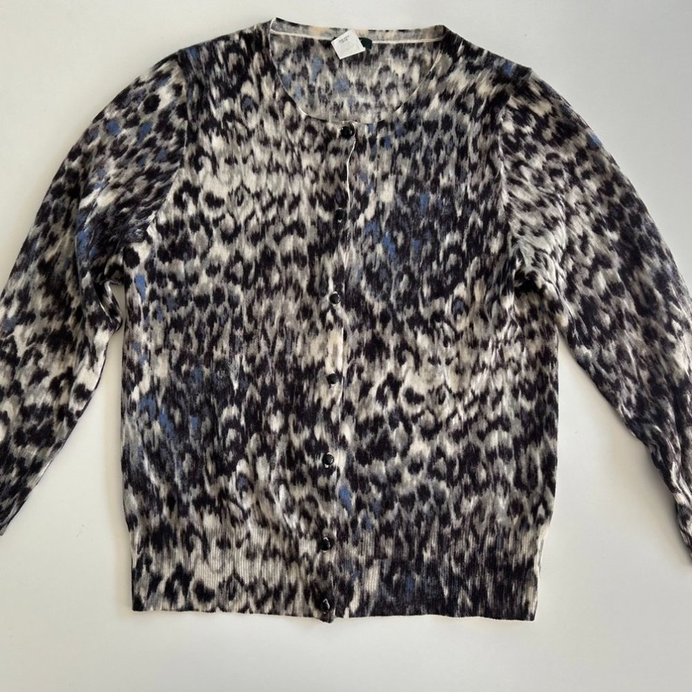 J Crew cardigan wool sweater, black faceted decorative buttons, Size M